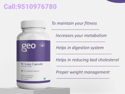 GEO W-Loss Metabolism Booster, Appetite Suppressant Advance Fat Burner, Reduce Bad Cholesterol, Weight Management Capsule - Made from Green Tea, Garcinia Indica | Ayurvedic, No Side Effects